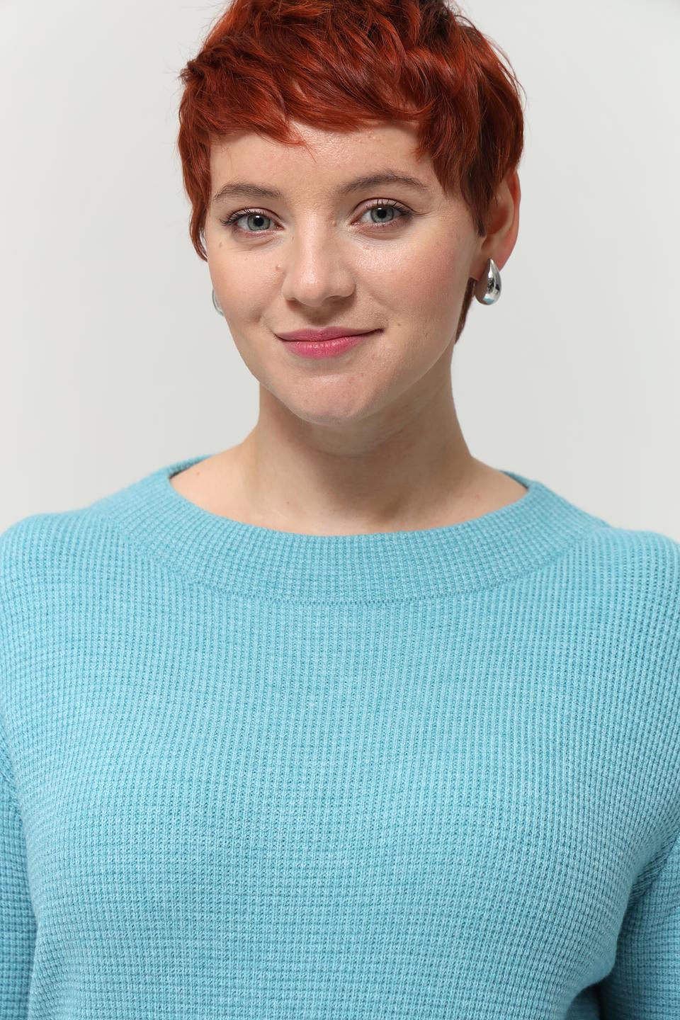 Пуловер Rabe collection бирюзовый с аппликацией
