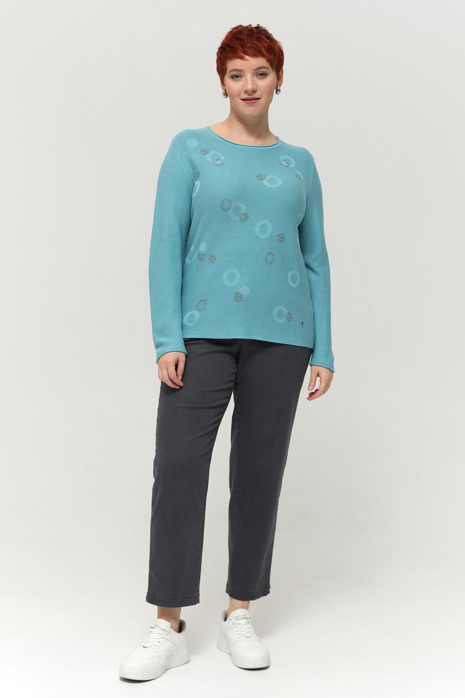Пуловер Rabe collection бирюзовый с узором