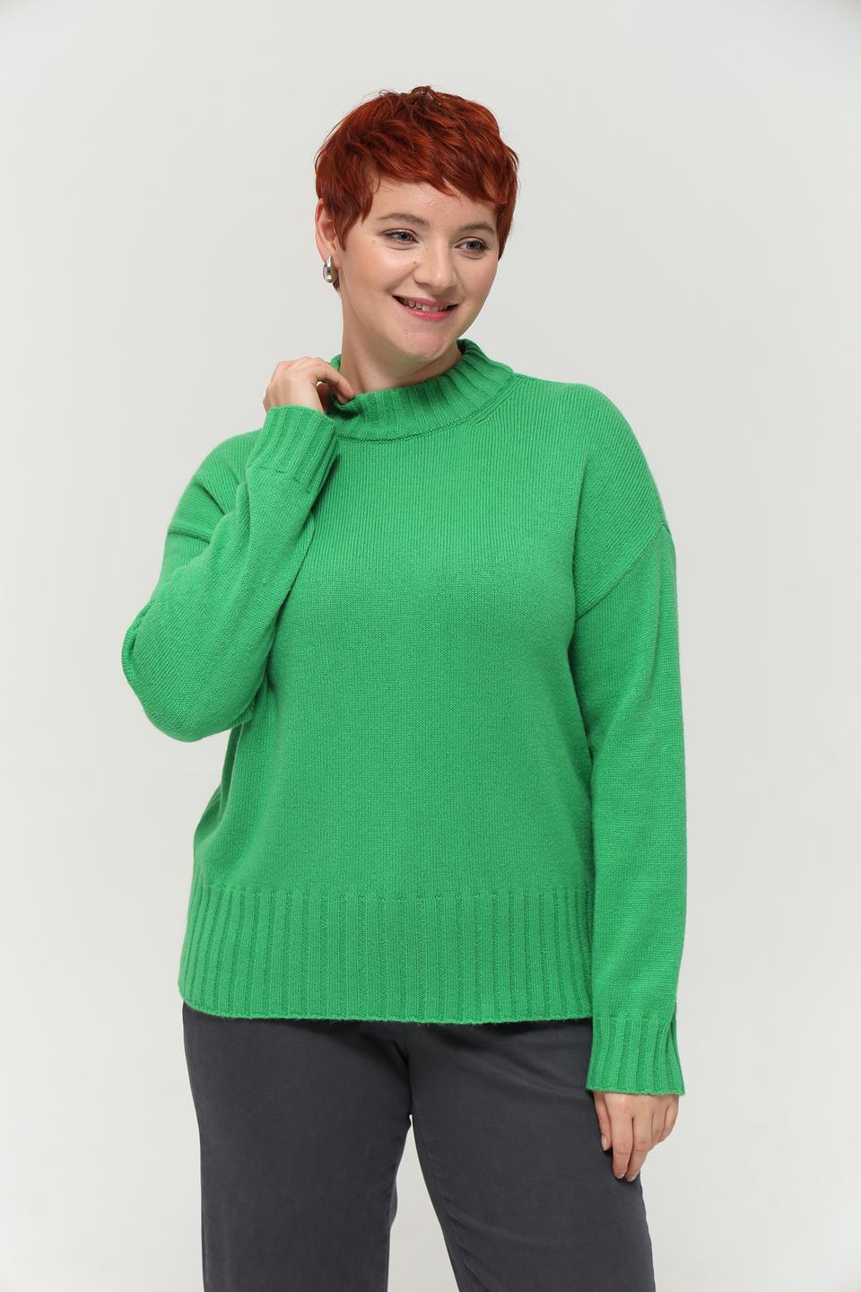 Пуловер Lebek зелёный с горлом