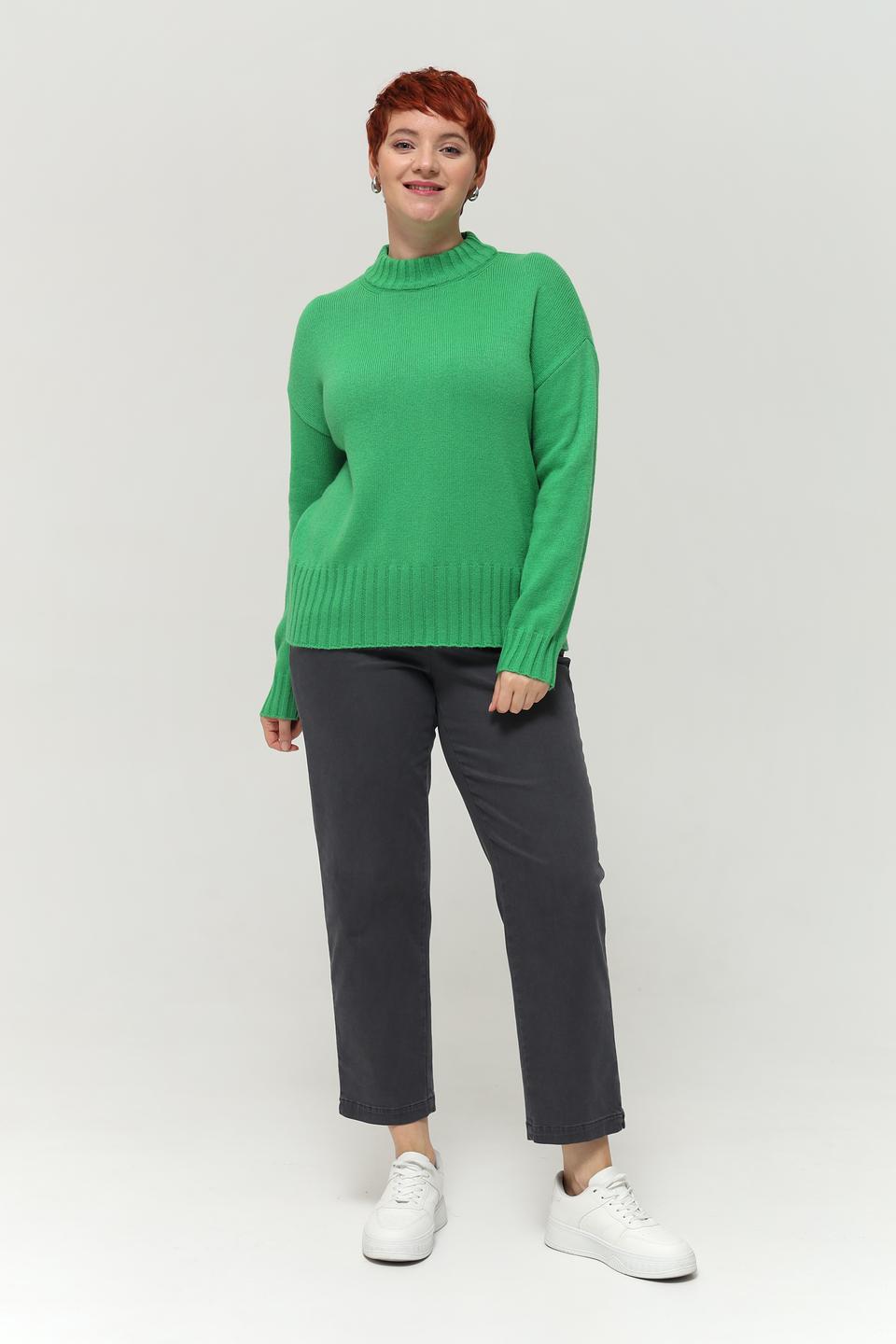 Пуловер Lebek зелёный с горлом