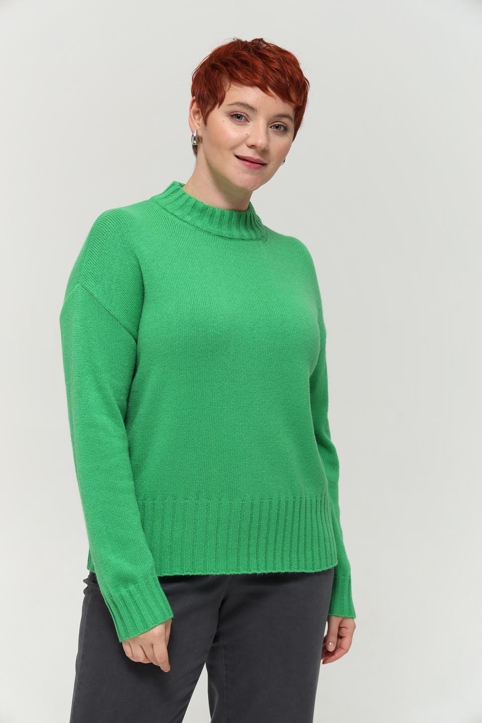 Пуловер Lebek зелёный с горлом