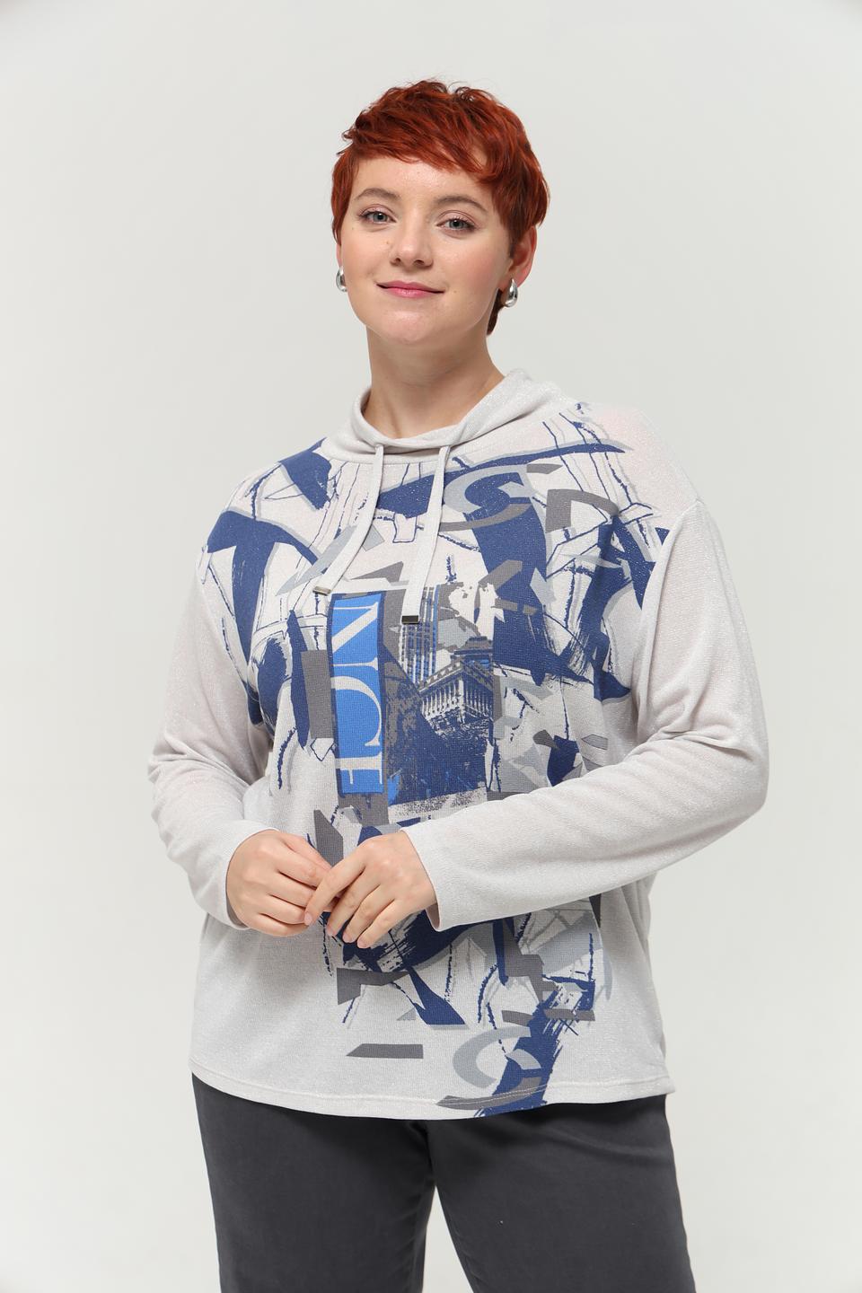 Пуловер Lebek с принтом серый