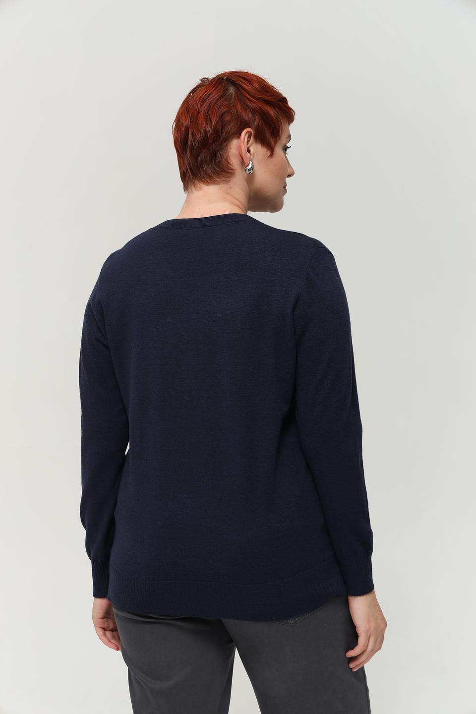 Пуловер Lebek V-образный вырез тёмно-синий