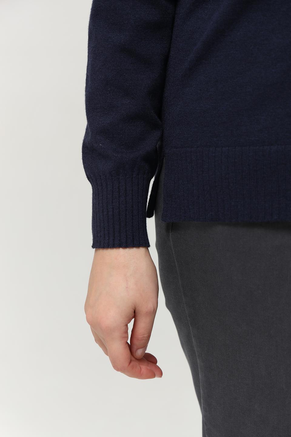 Пуловер Lebek V-образный вырез тёмно-синий