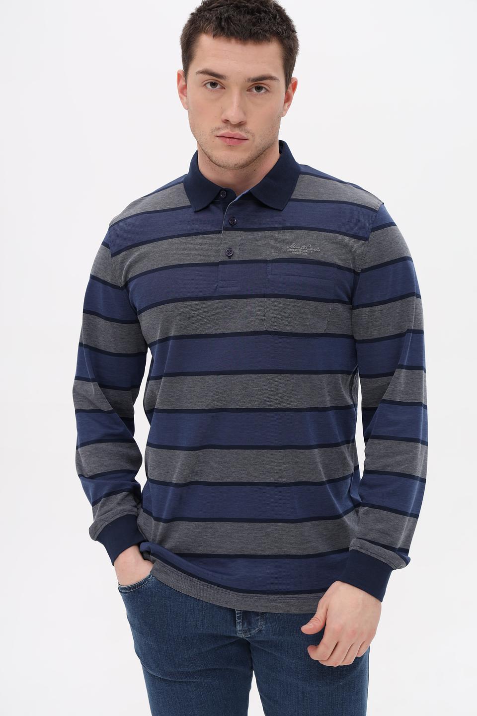 Поло Monte Carlo в полоску синий