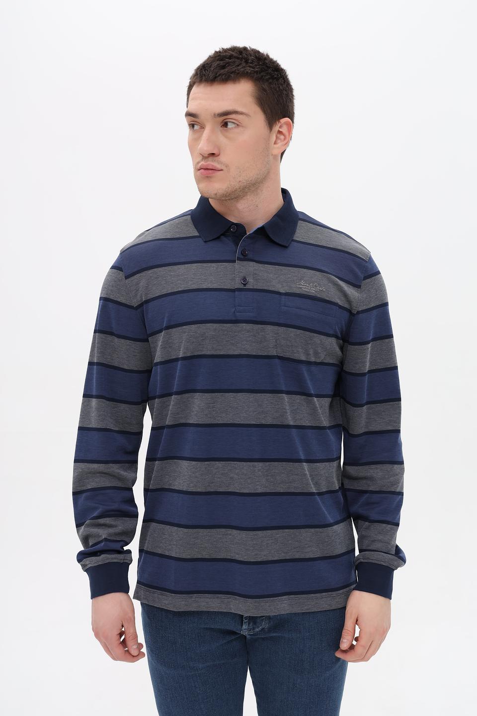 Поло Monte Carlo в полоску синий
