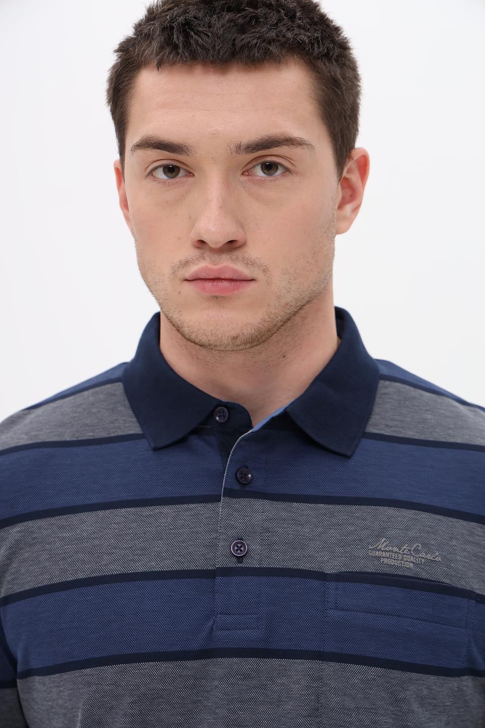 Поло Monte Carlo в полоску синий