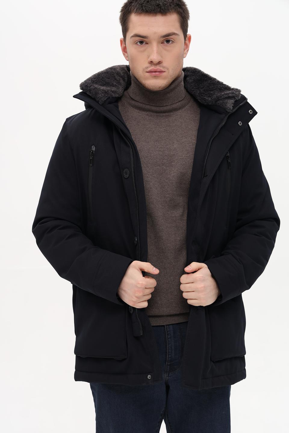 Куртка New Canadian чёрная с мехом