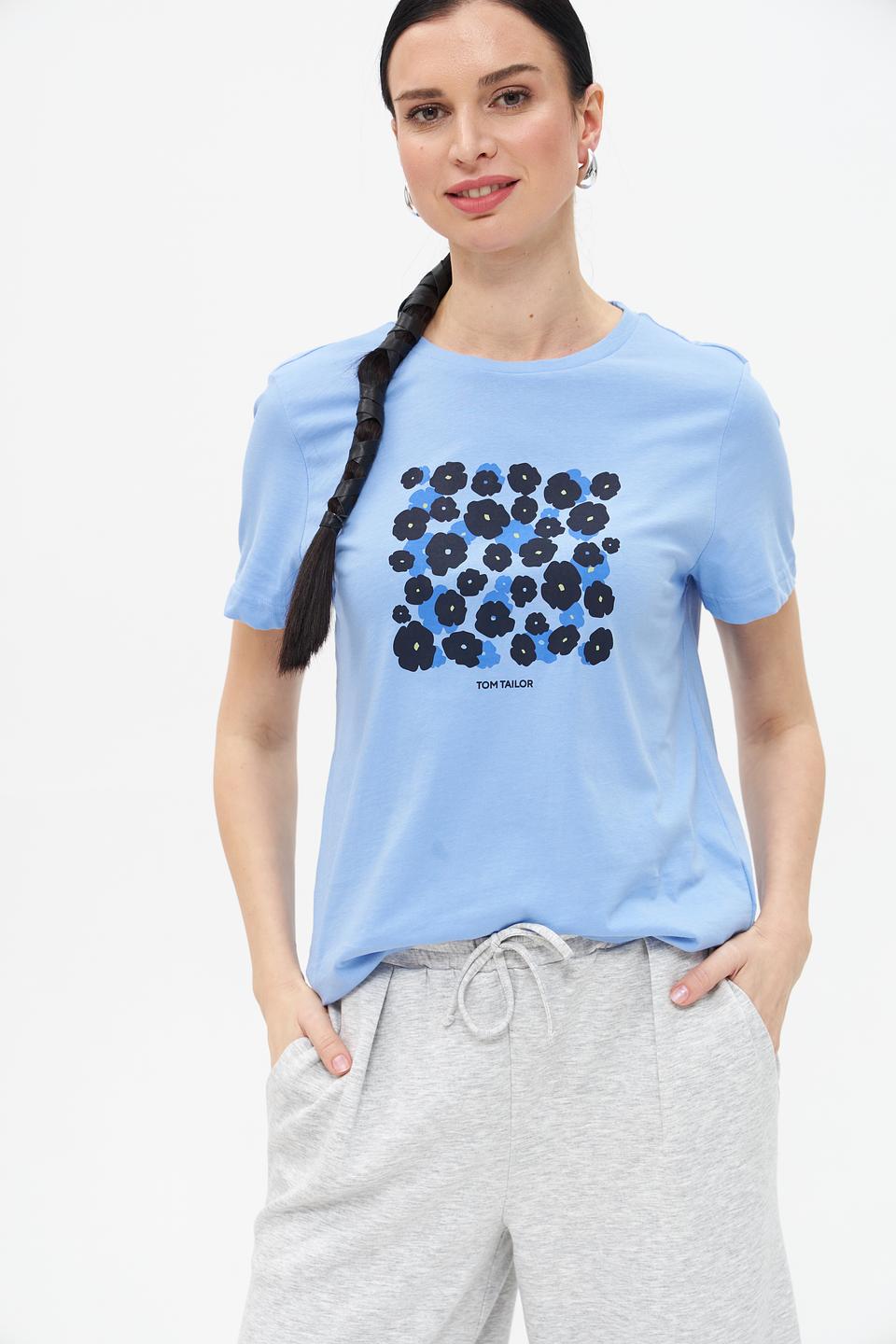 Футболка Tom Tailor с принтом голубая