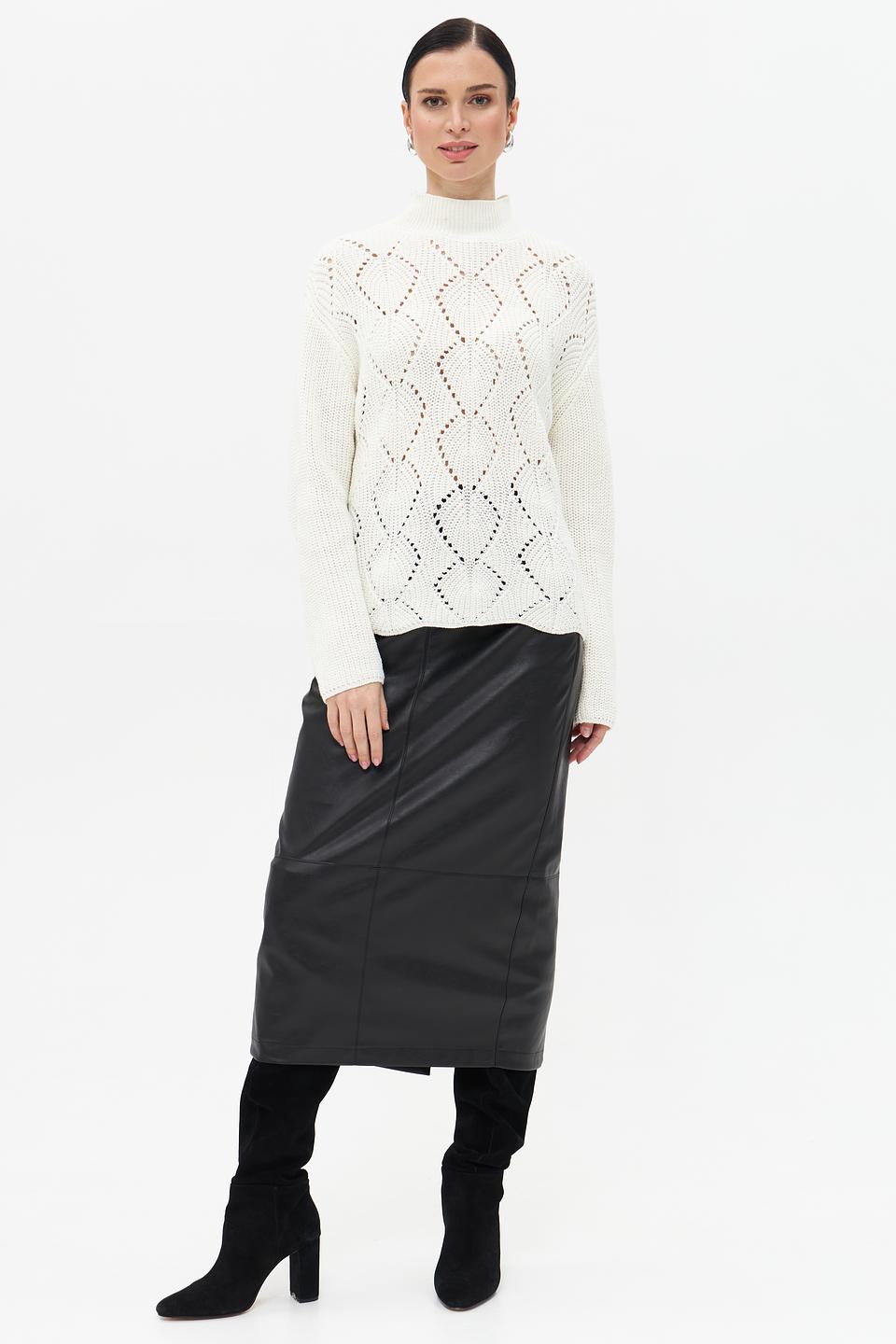 Пуловер Broadway с ажурной вязкой молочный