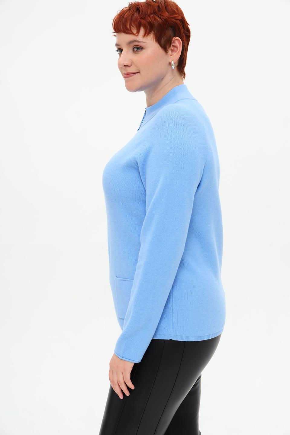 Пуловер Rabe collection голубой с молнией