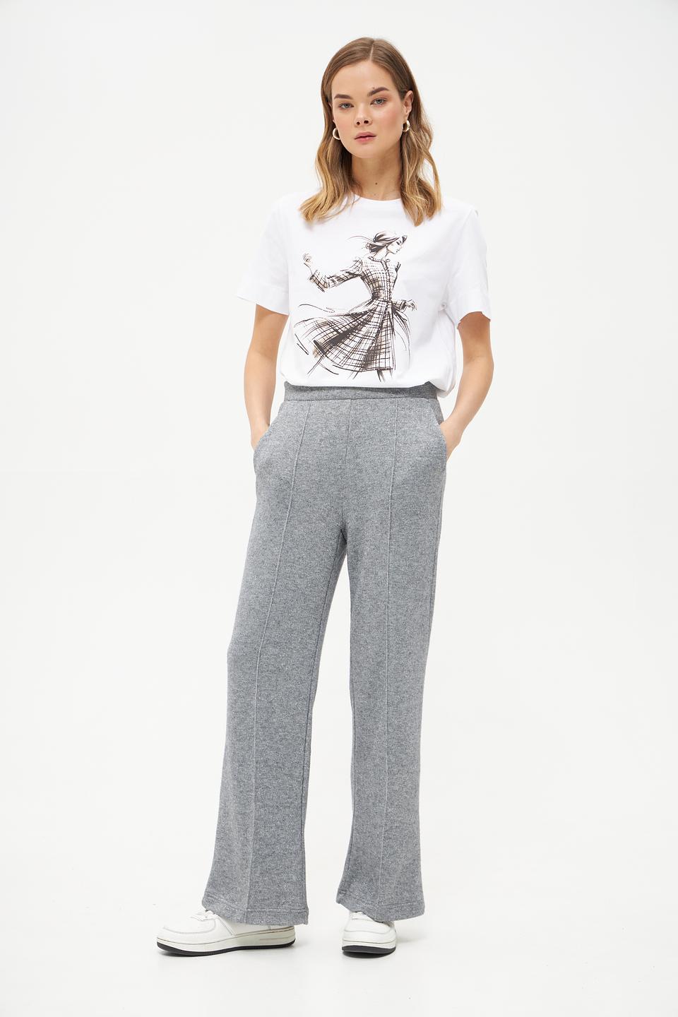 Брюки Lecomte серые с трикотажной текстурой