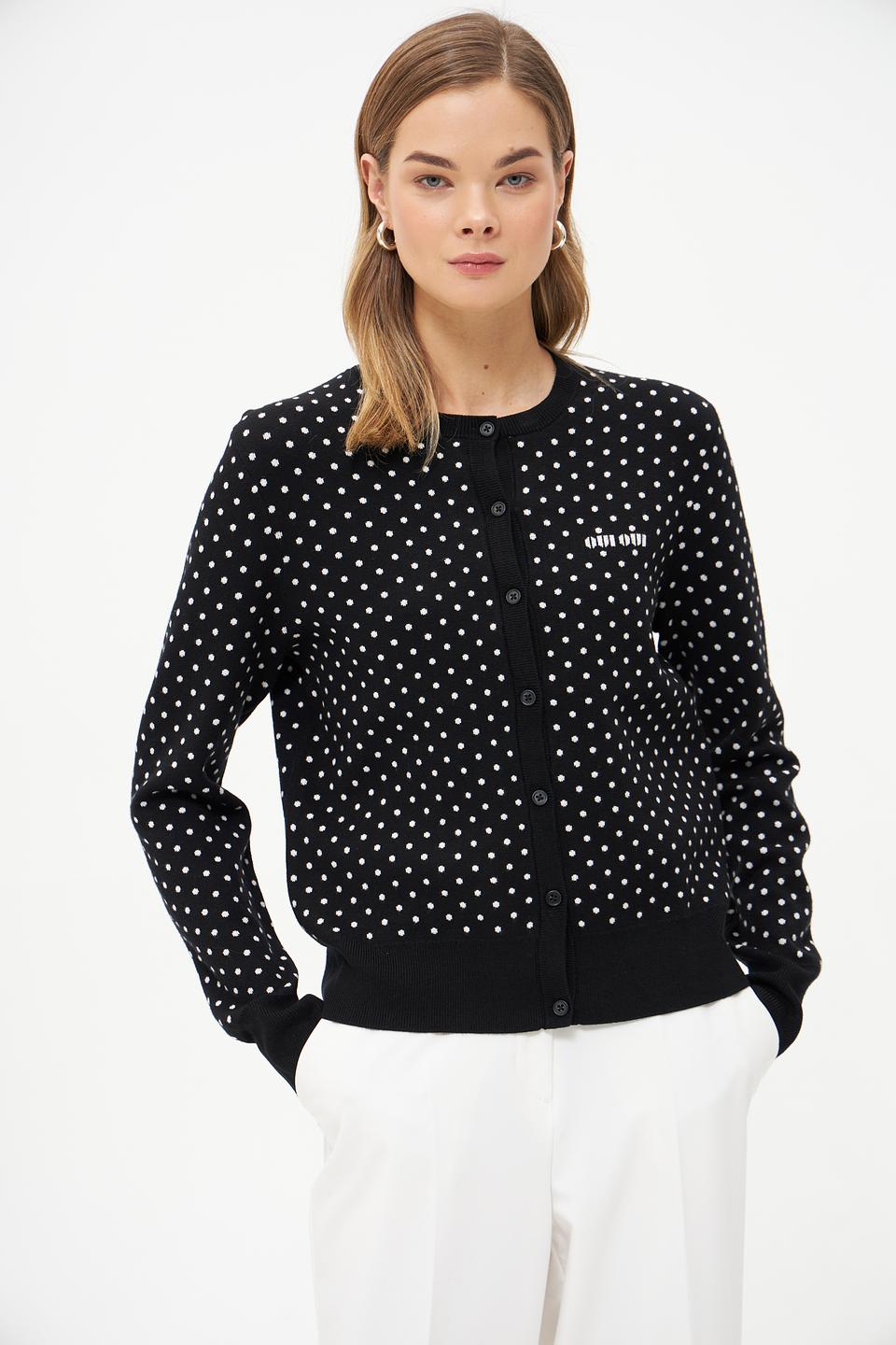 Жакет Oui в горошек чёрный