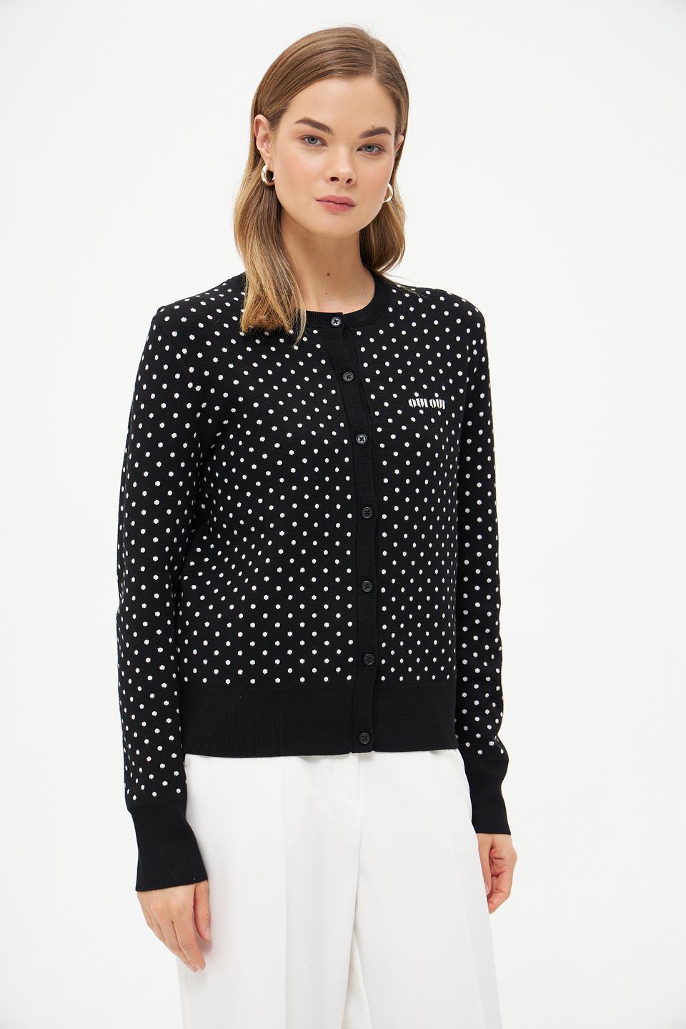 Жакет Oui в горошек чёрный