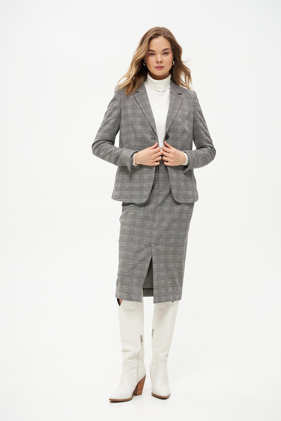 Жакет Oui в клетку серый