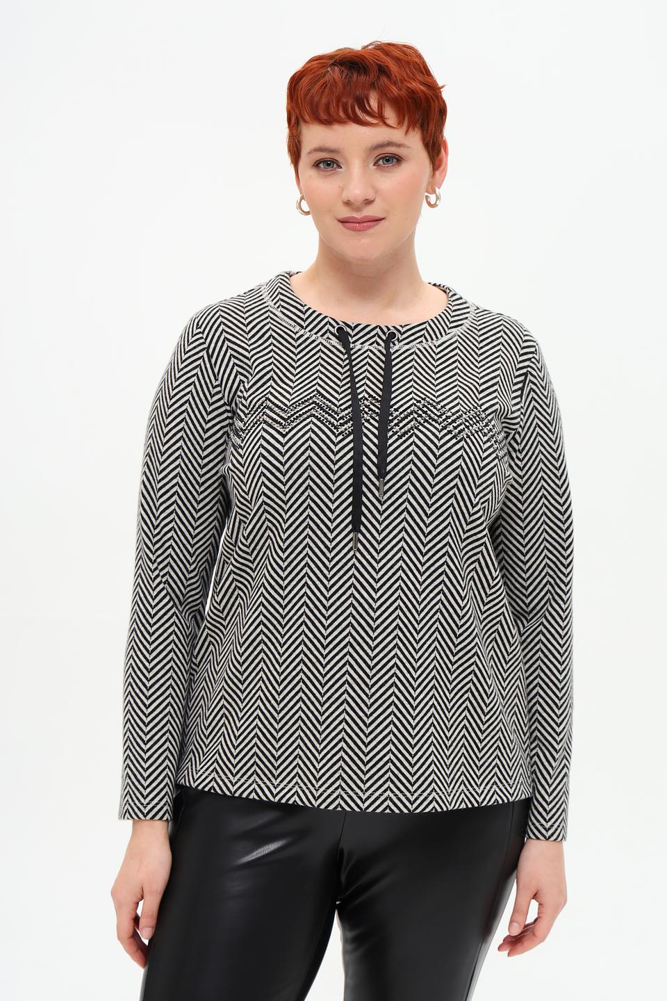 Пуловер Frank Walder зигзаг чёрно-белый