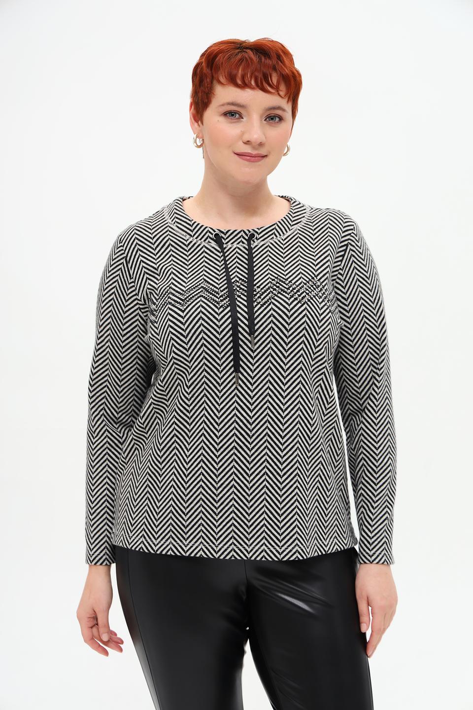 Пуловер Frank Walder зигзаг чёрно-белый