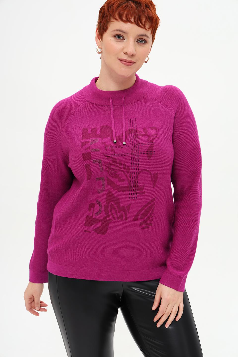Пуловер Rabe collection фуксия с принтом