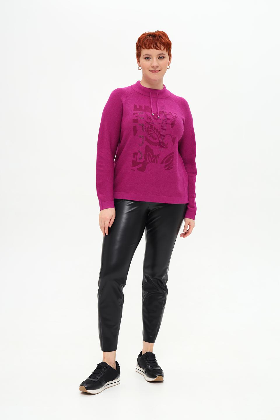 Пуловер Rabe collection фуксия с принтом