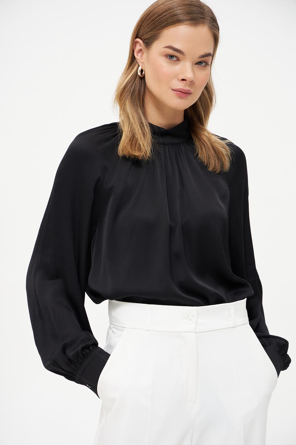 Блуза Oui с воротником-стойкой чёрная