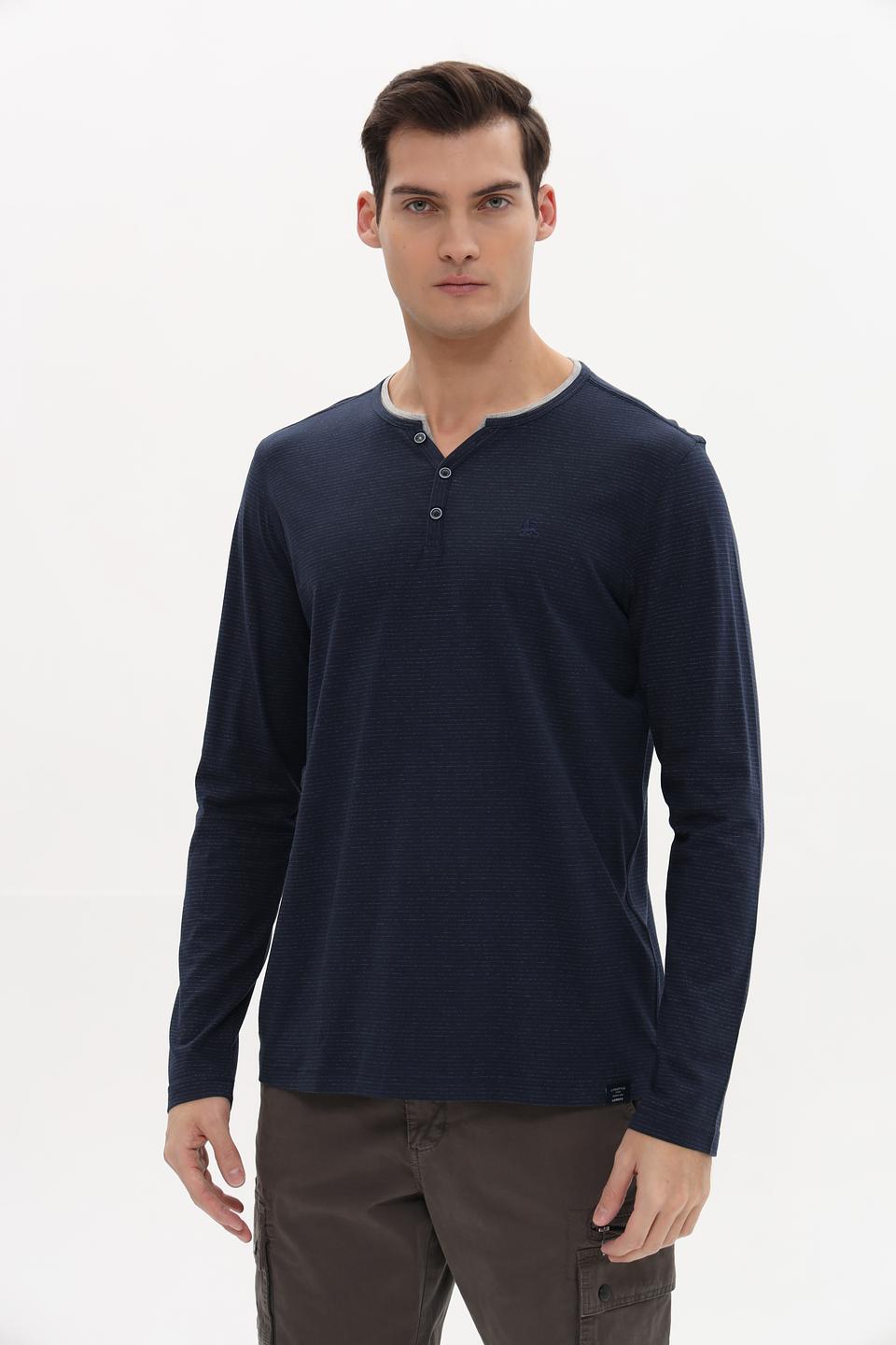 Лонгслив Lerros темно-синий с планкой