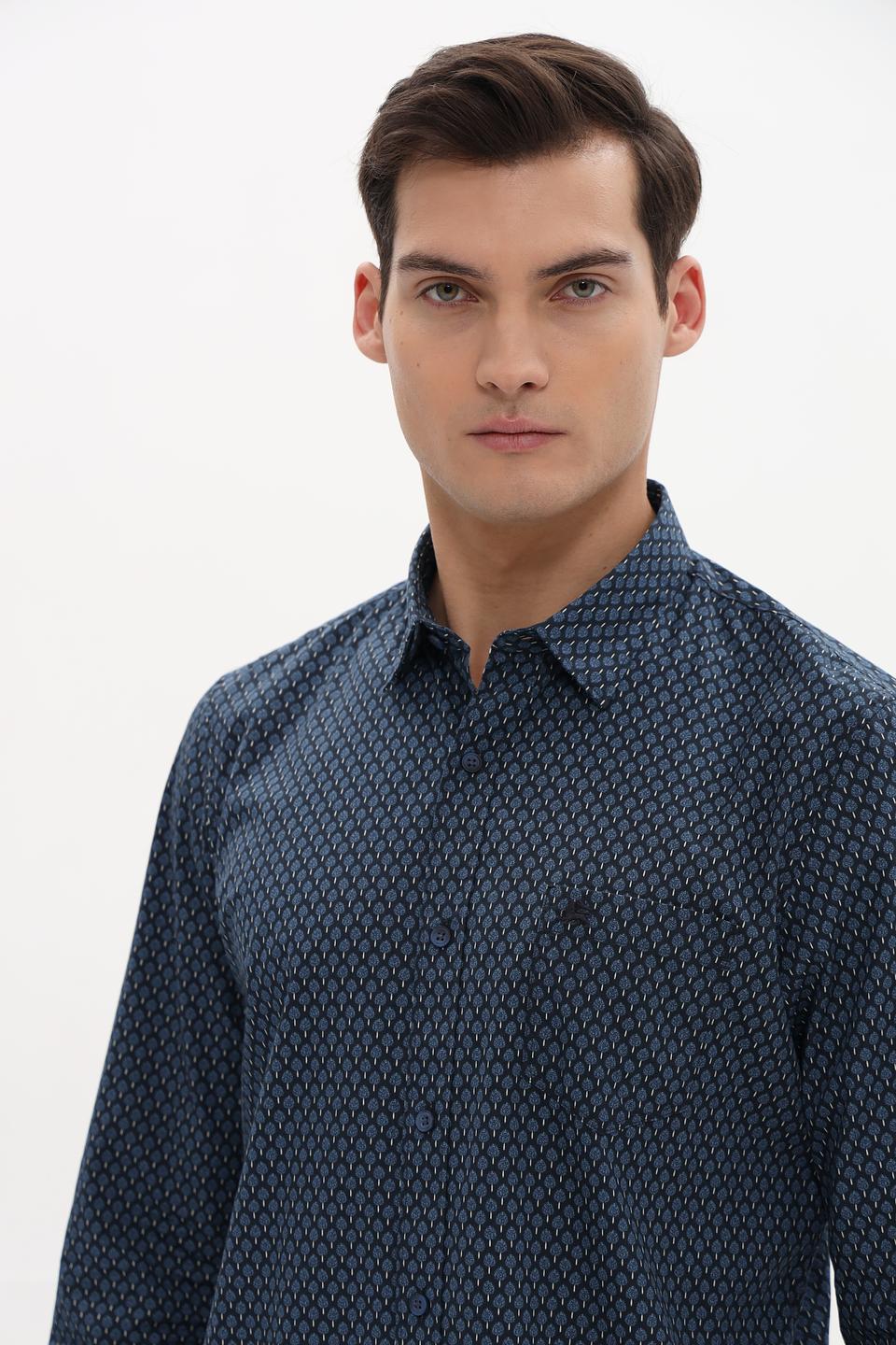 Рубашка Lerros с принтом синий