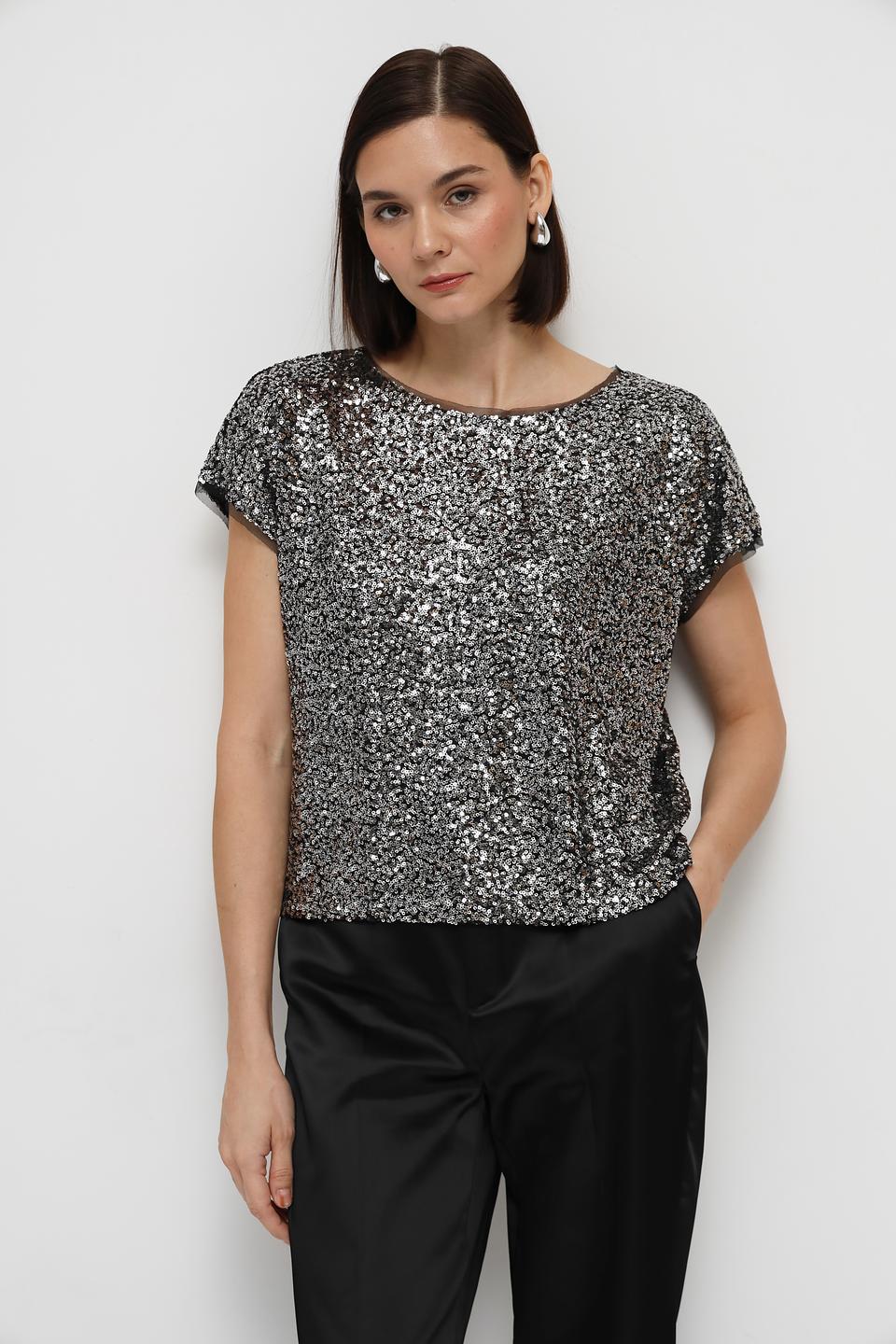 Блузка Monari с пайетками серебристая