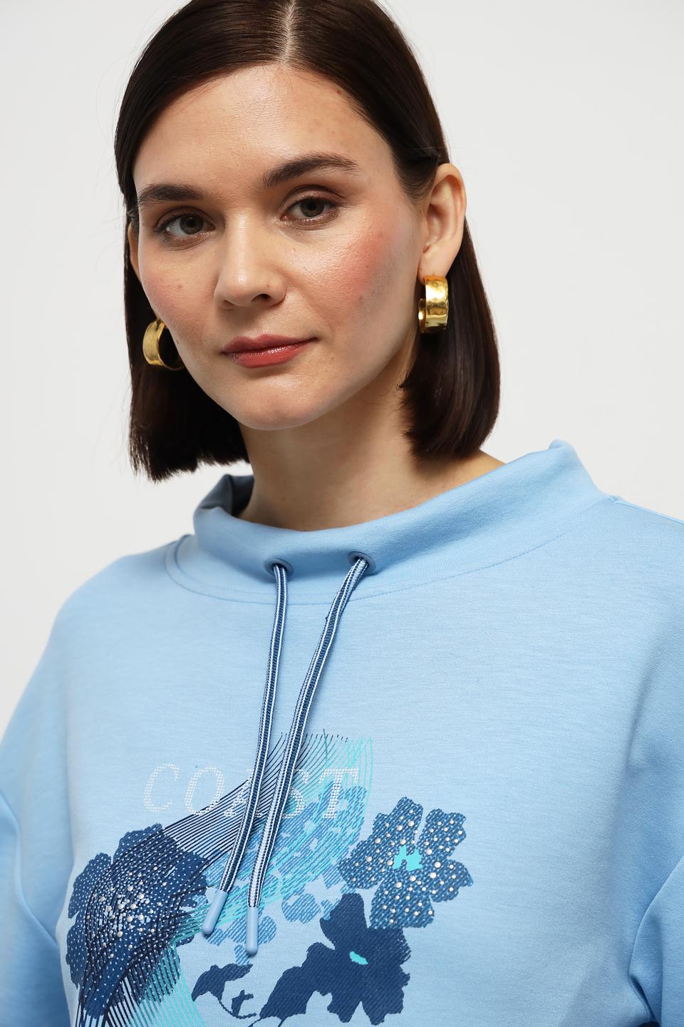 Пуловер Olsen с цветочным принтом голубой