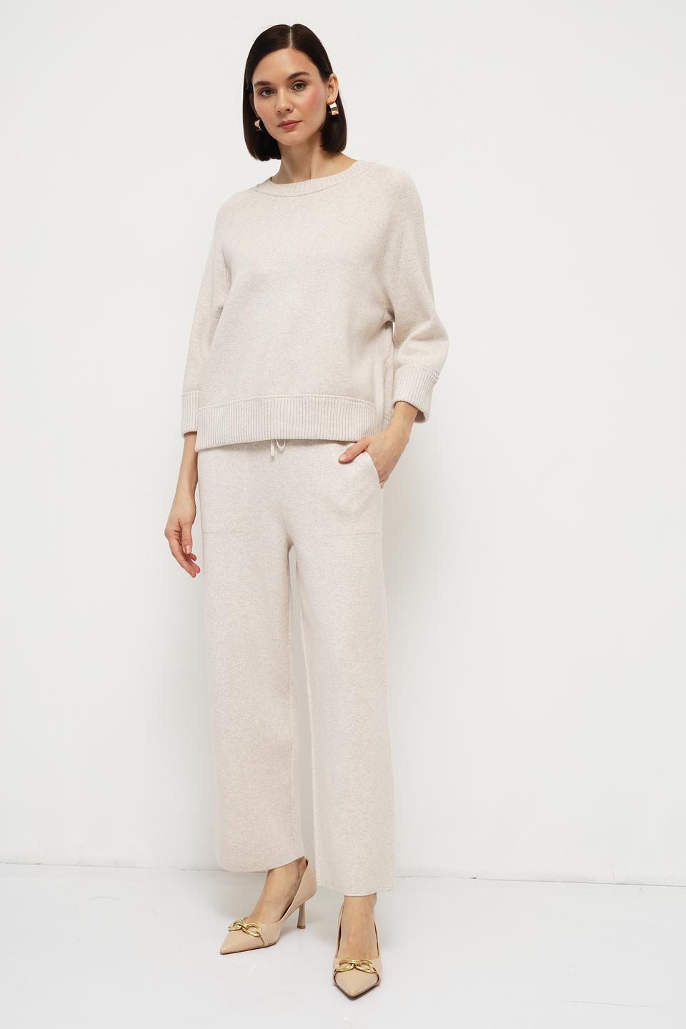 Брюки трикотажные Oui бежевые