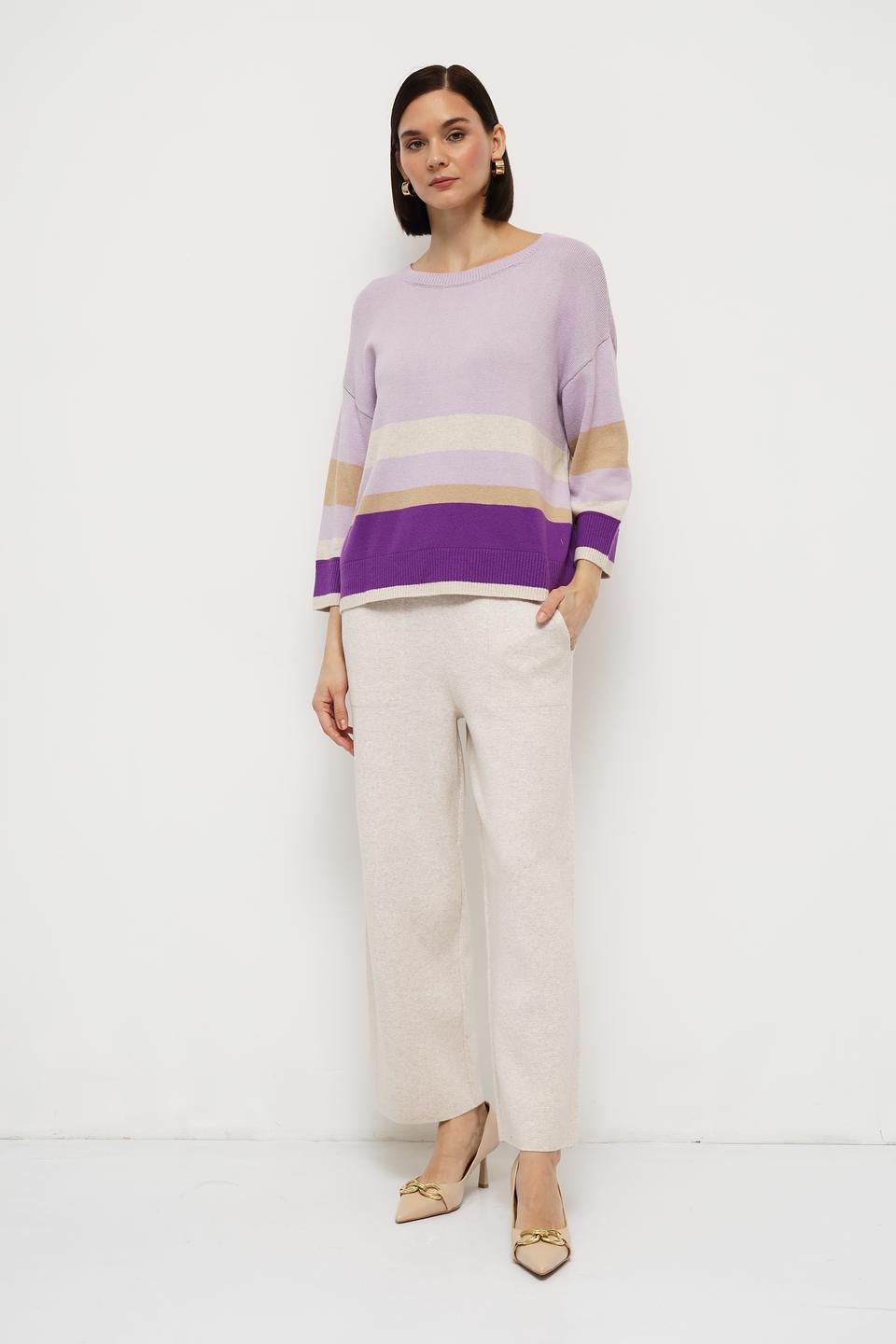 Пуловер Oui в полоску