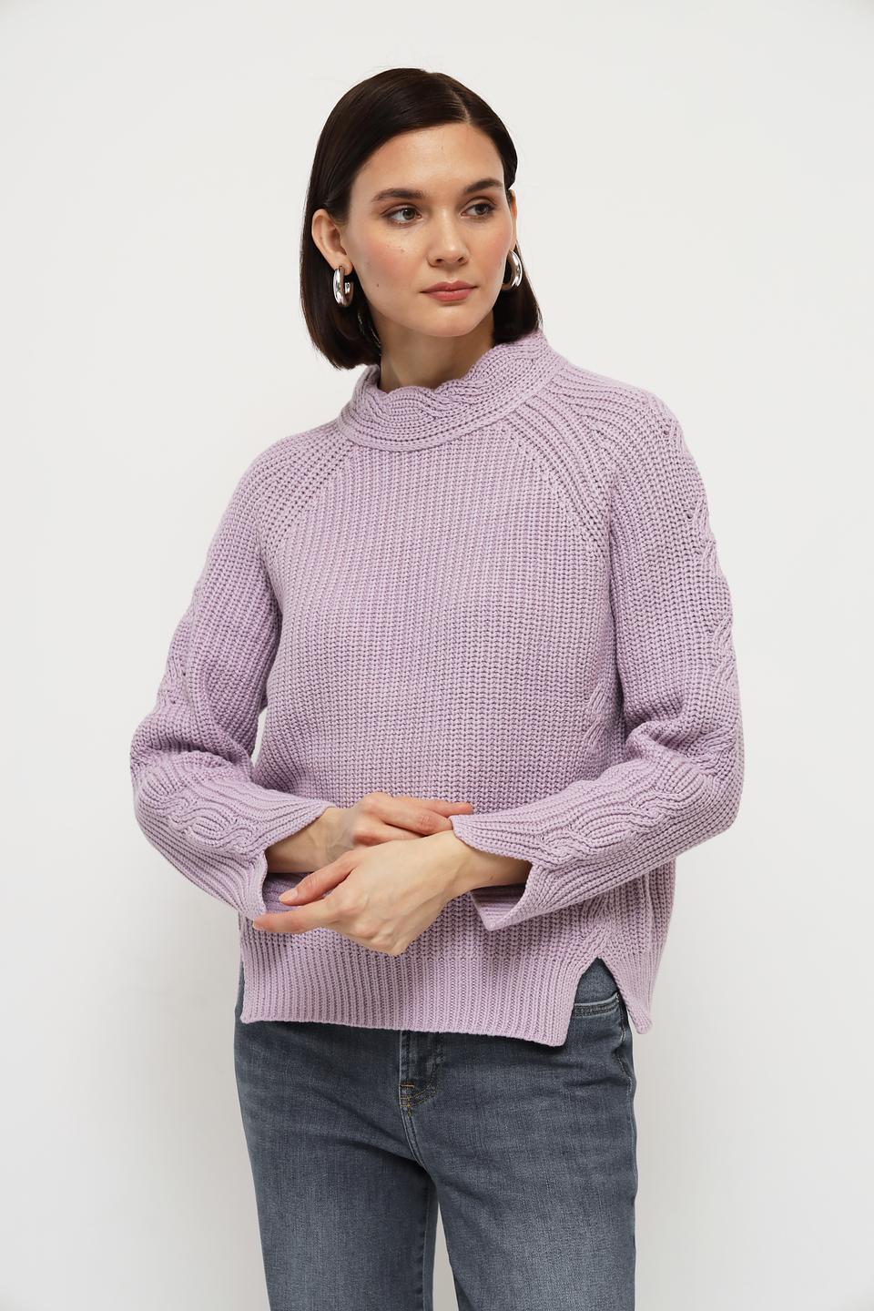 Пуловер Oui лавандовый с косами