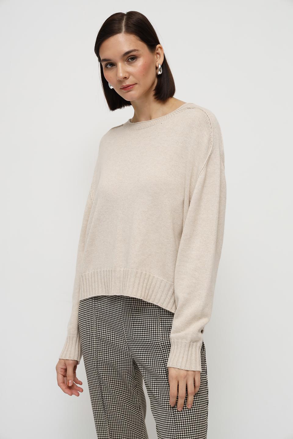 Пуловер Oui бежевый