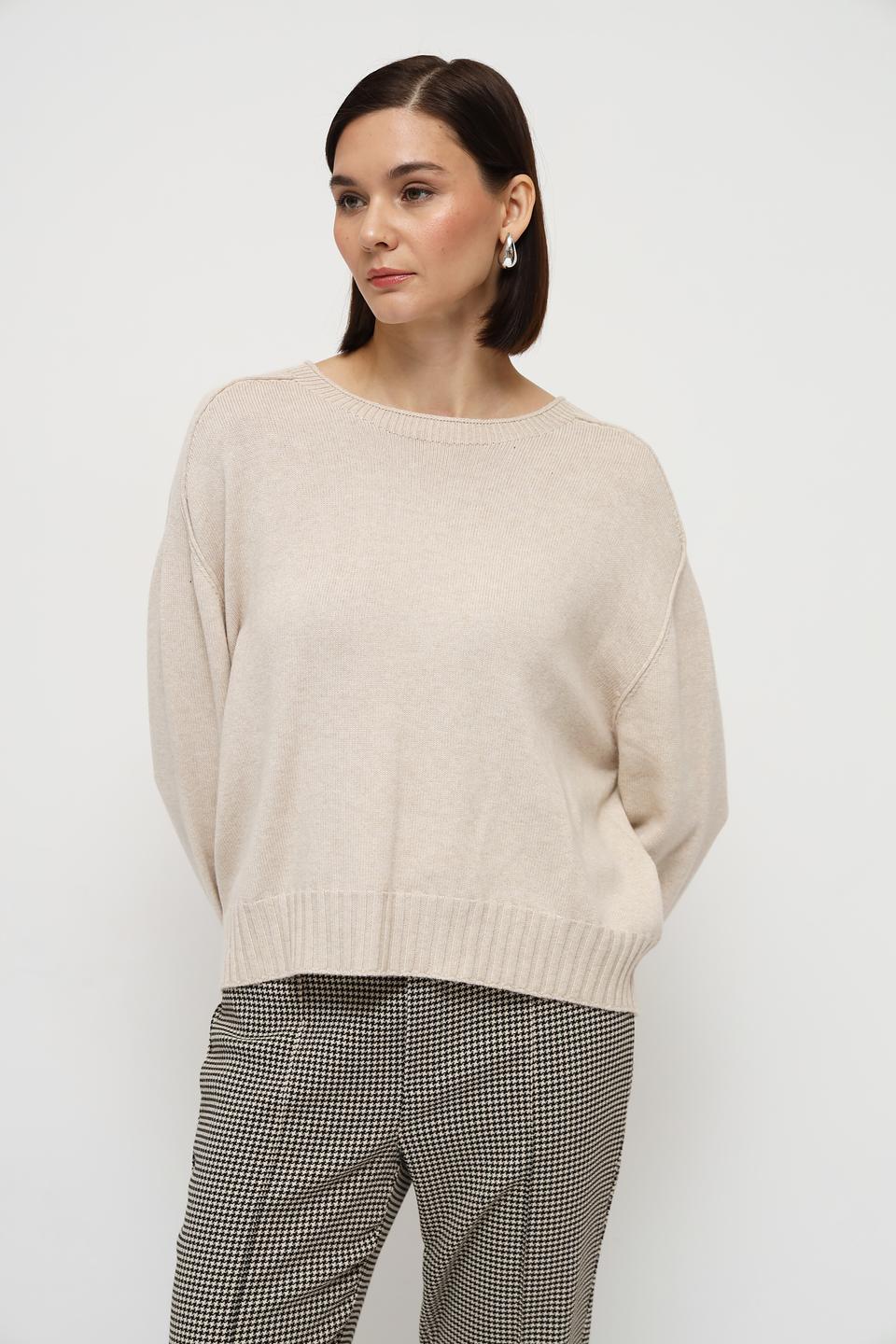 Пуловер Oui бежевый