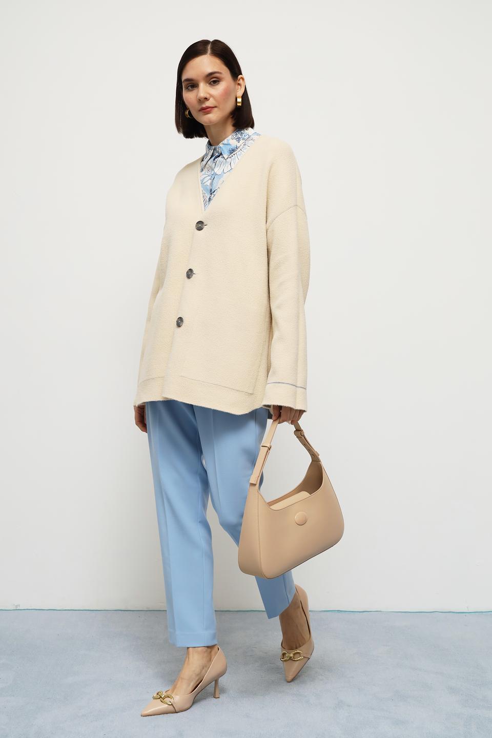 Жакет Oui с контрастной отделкой серый