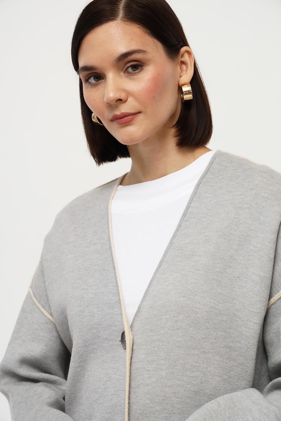 Жакет Oui с контрастной отделкой серый