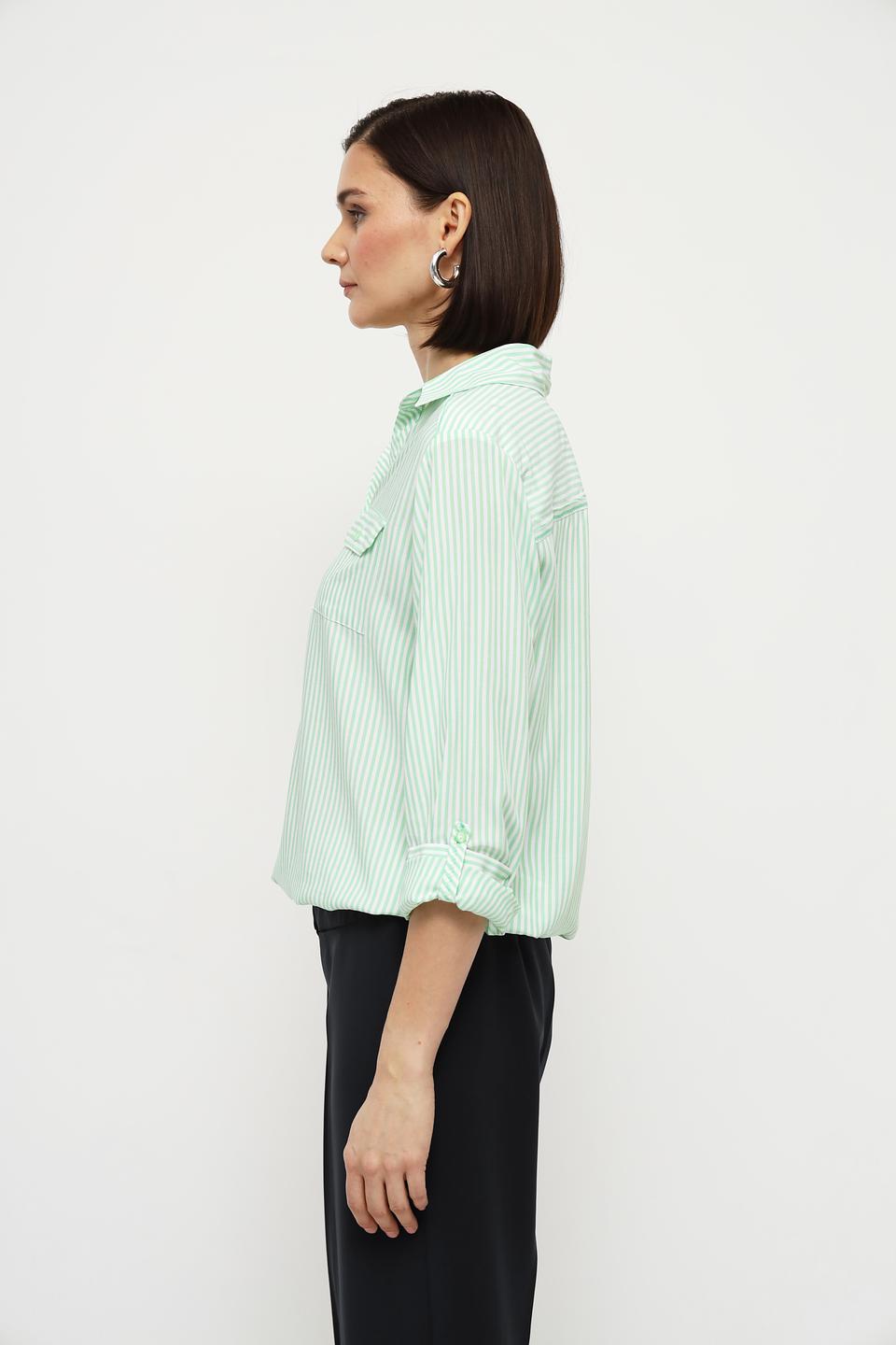 Рубашка Bianca в полоску лайм