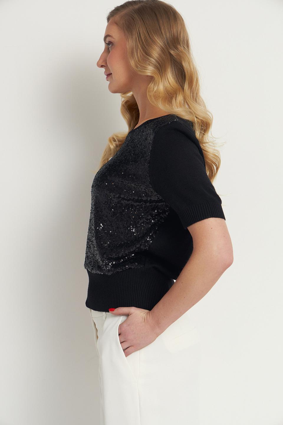 Пуловер Monari с пайетками чёрный
