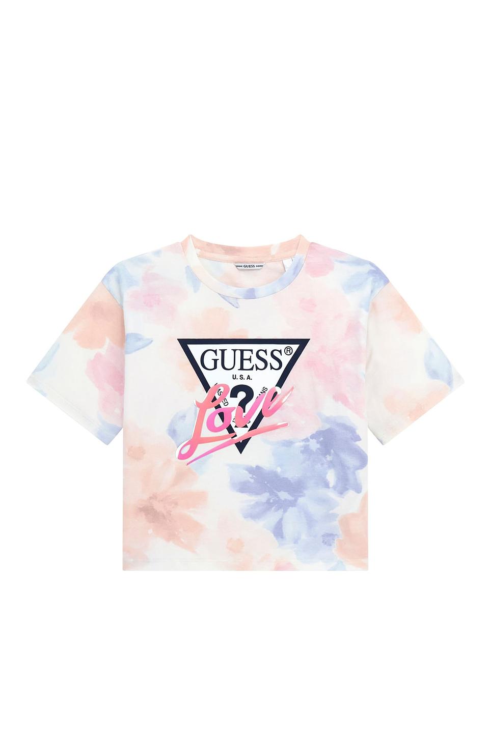 Футболка Guess дев. с логотипом и цветочным принтом