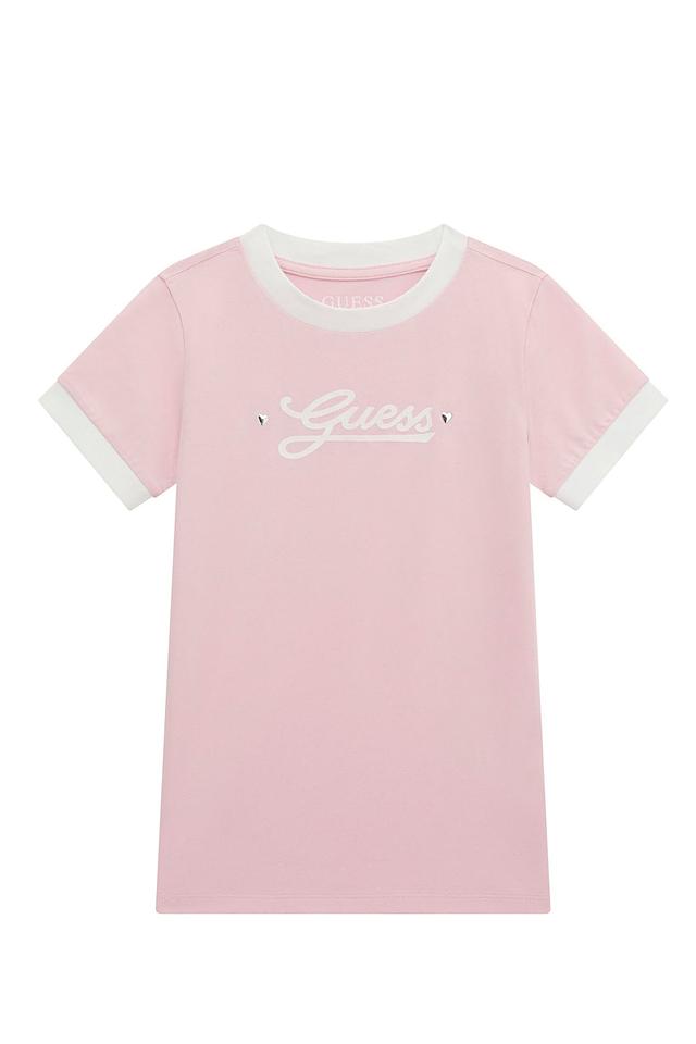 Футболка Guess дев. с логотипом розовый
