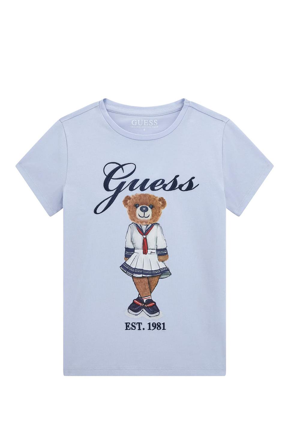 Футболка Guess дев. с медведем голубой