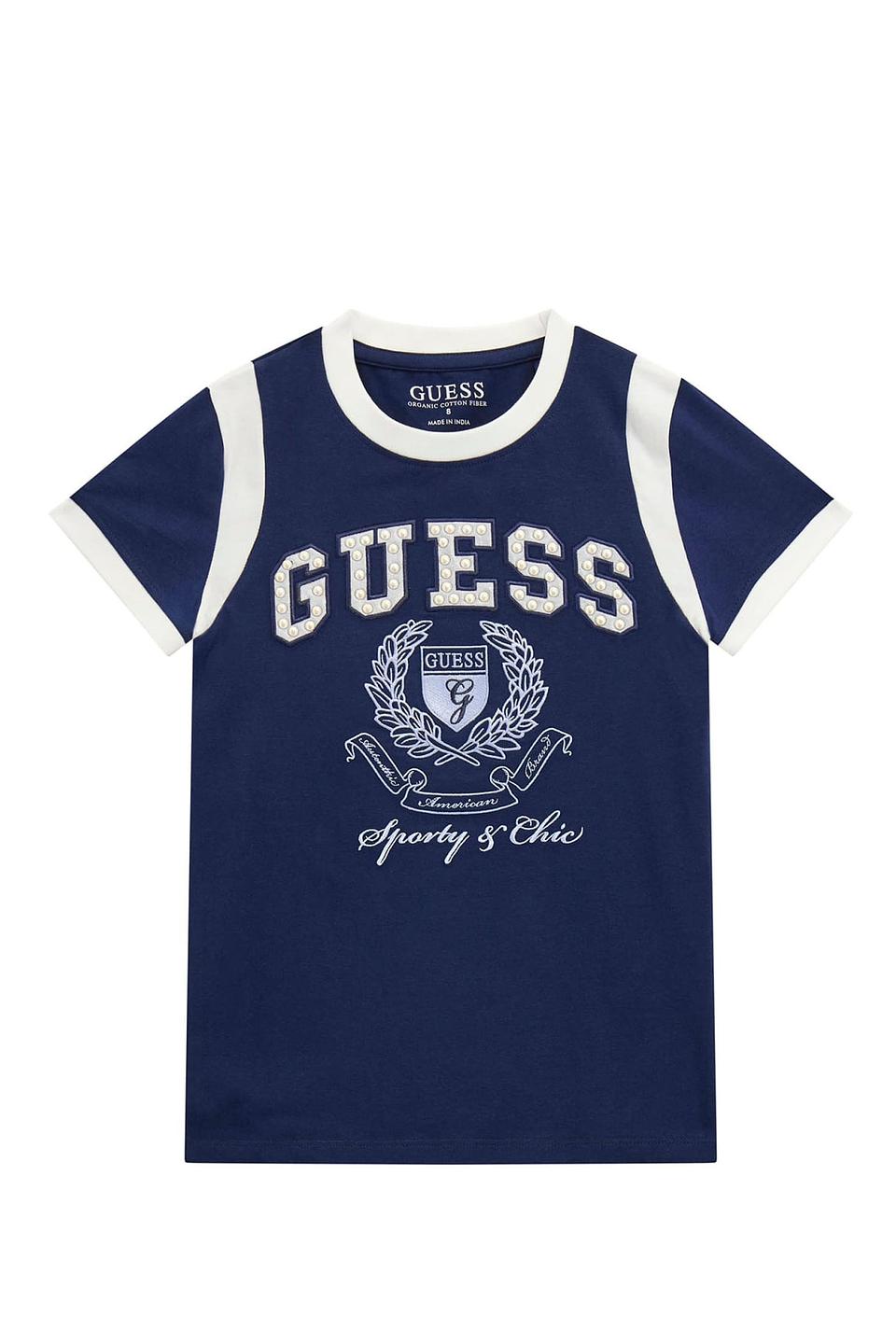 Футболка Guess дев. с логотипом синяя