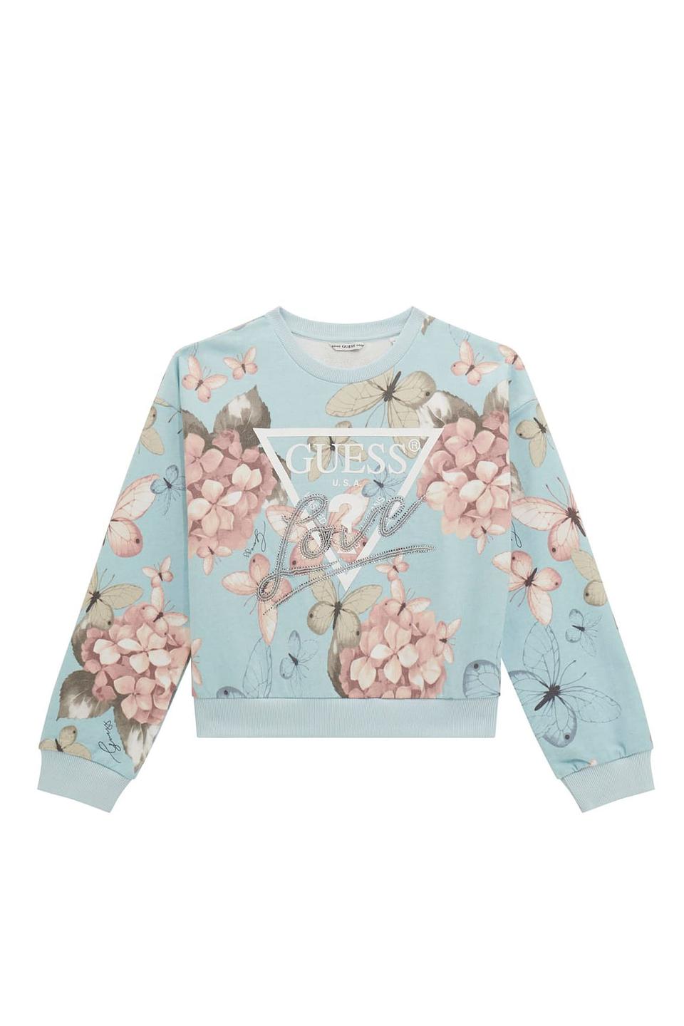 Джемпер Guess дев. с цветами голубой