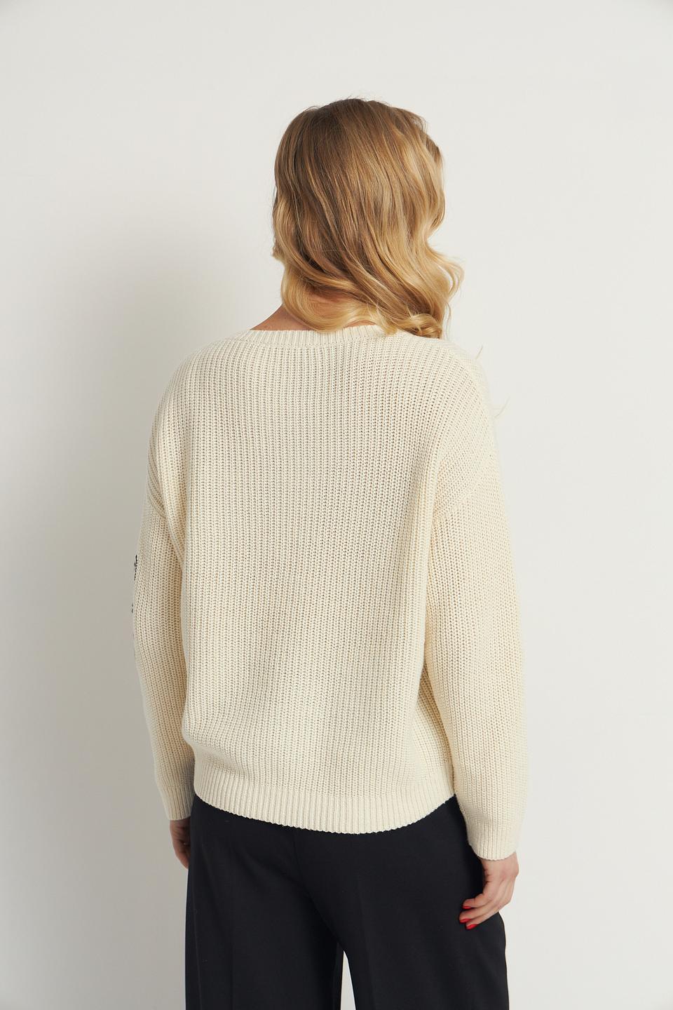 Пуловер Lecomte с цветами кремовый