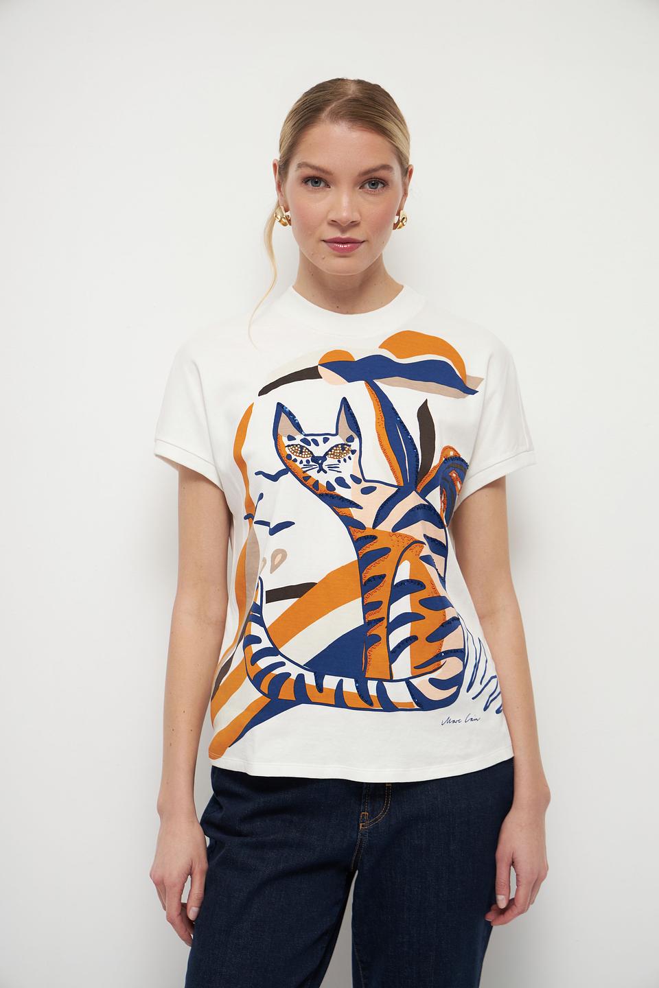 Футболка Marc Cain с принтом кота
