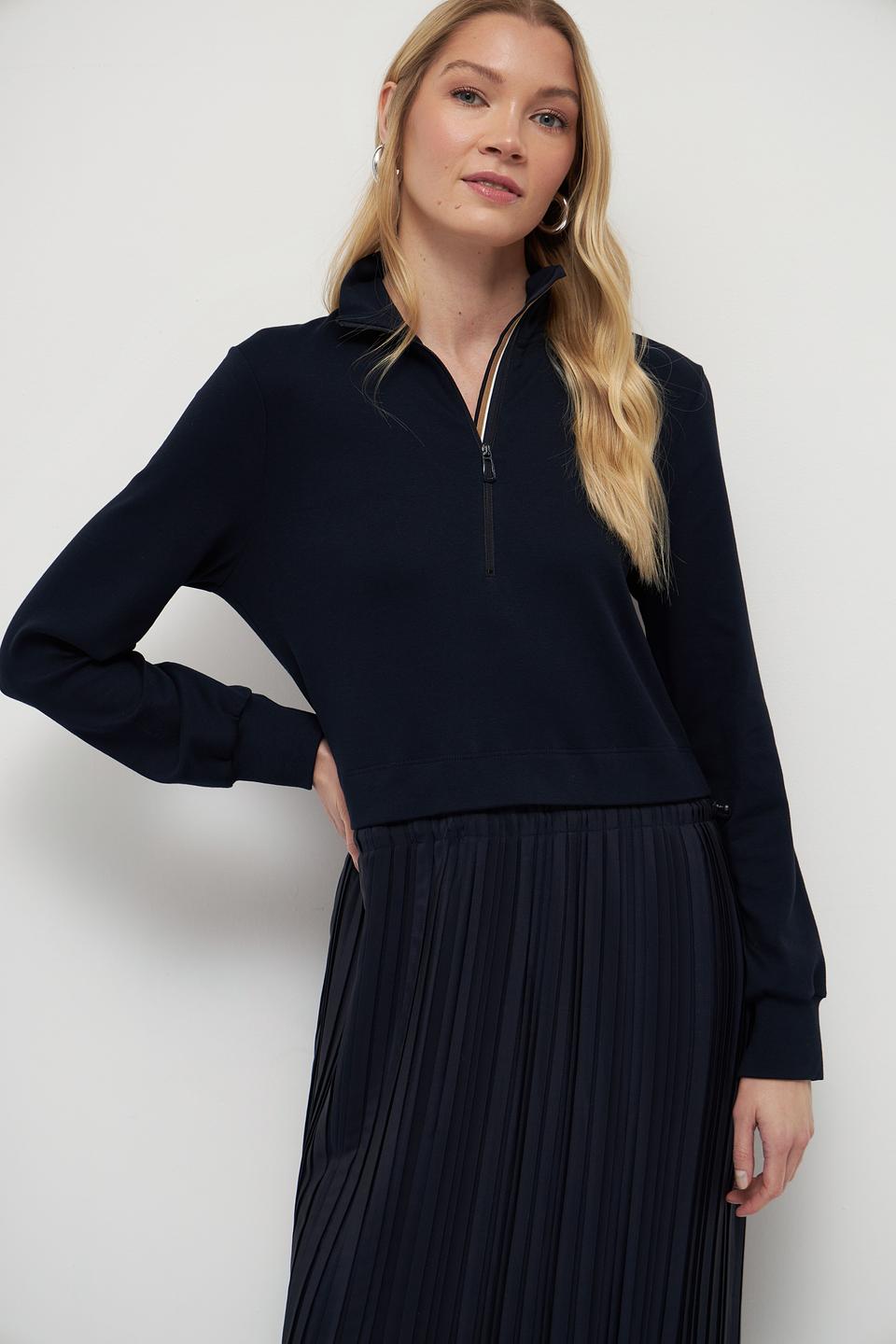 Платье Marc Cain плиссе тёмно-синее