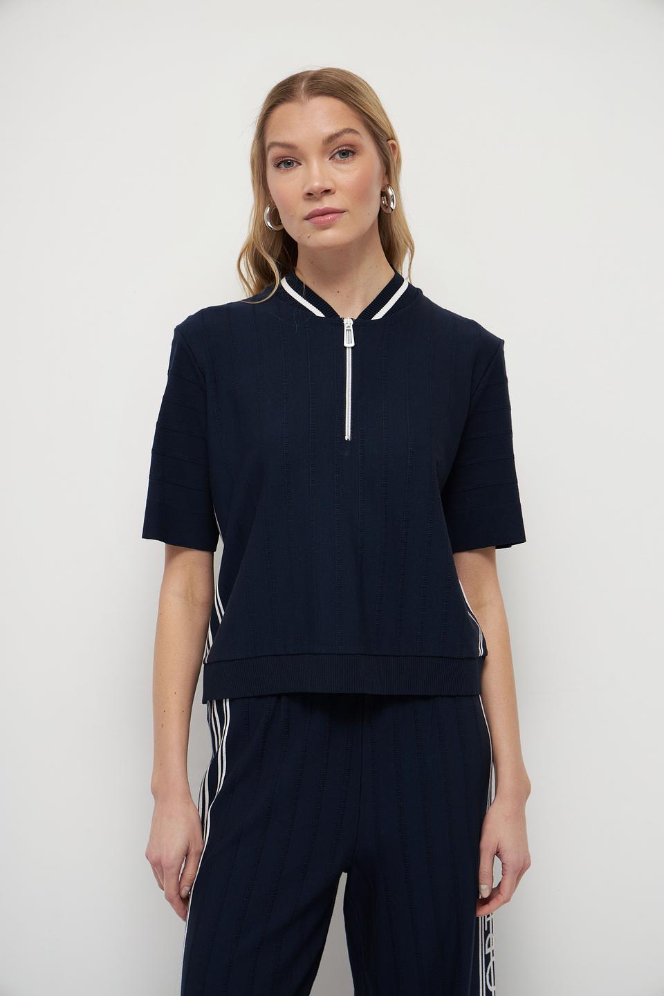 Пуловер Marc Cain темно-синий с молнией