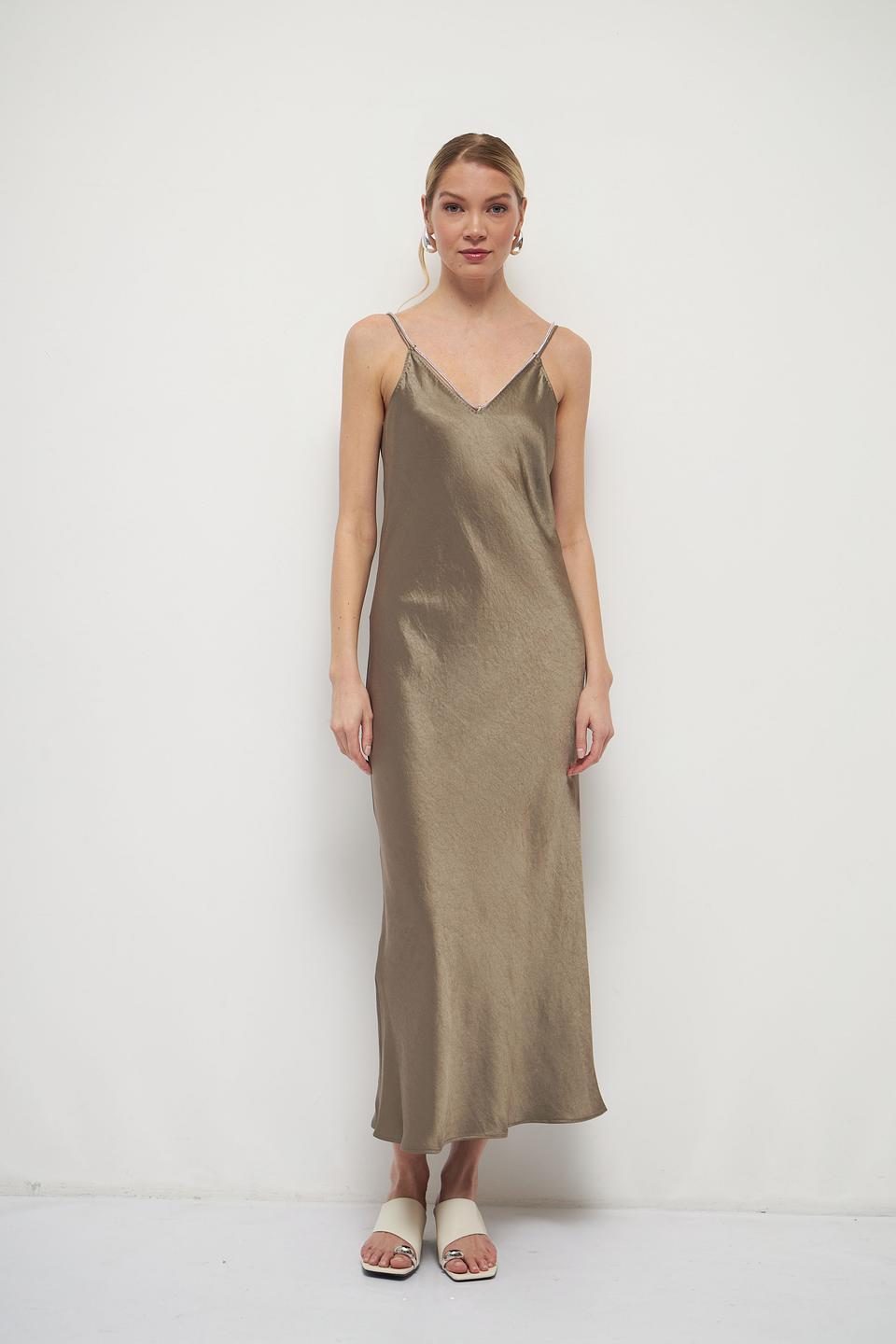 Платье Marc Cain атласное оливковое