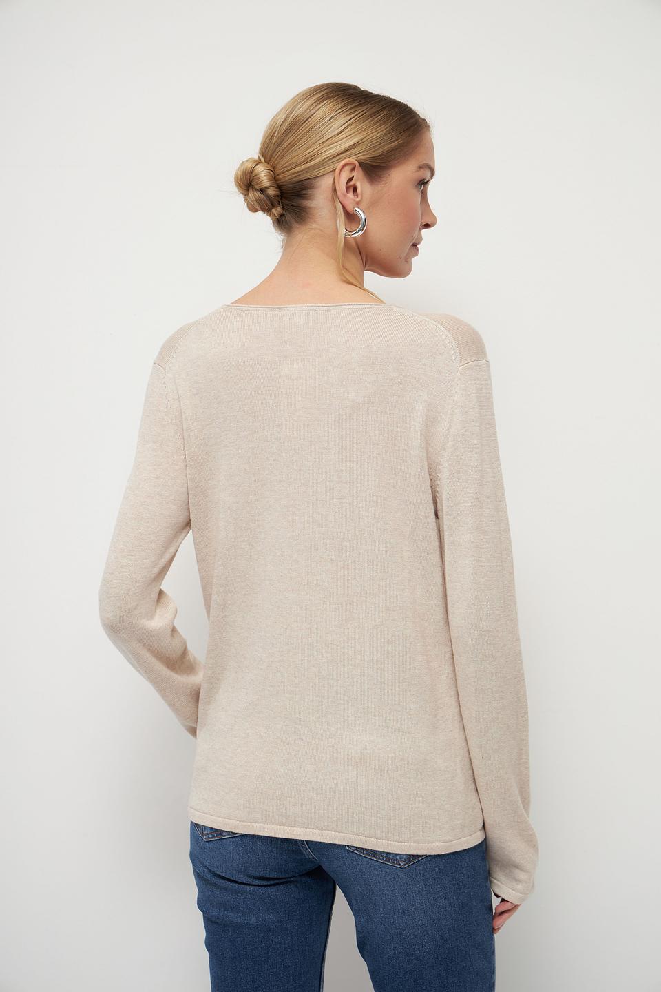 Пуловер Tom Tailor бежевый V-образный вырез