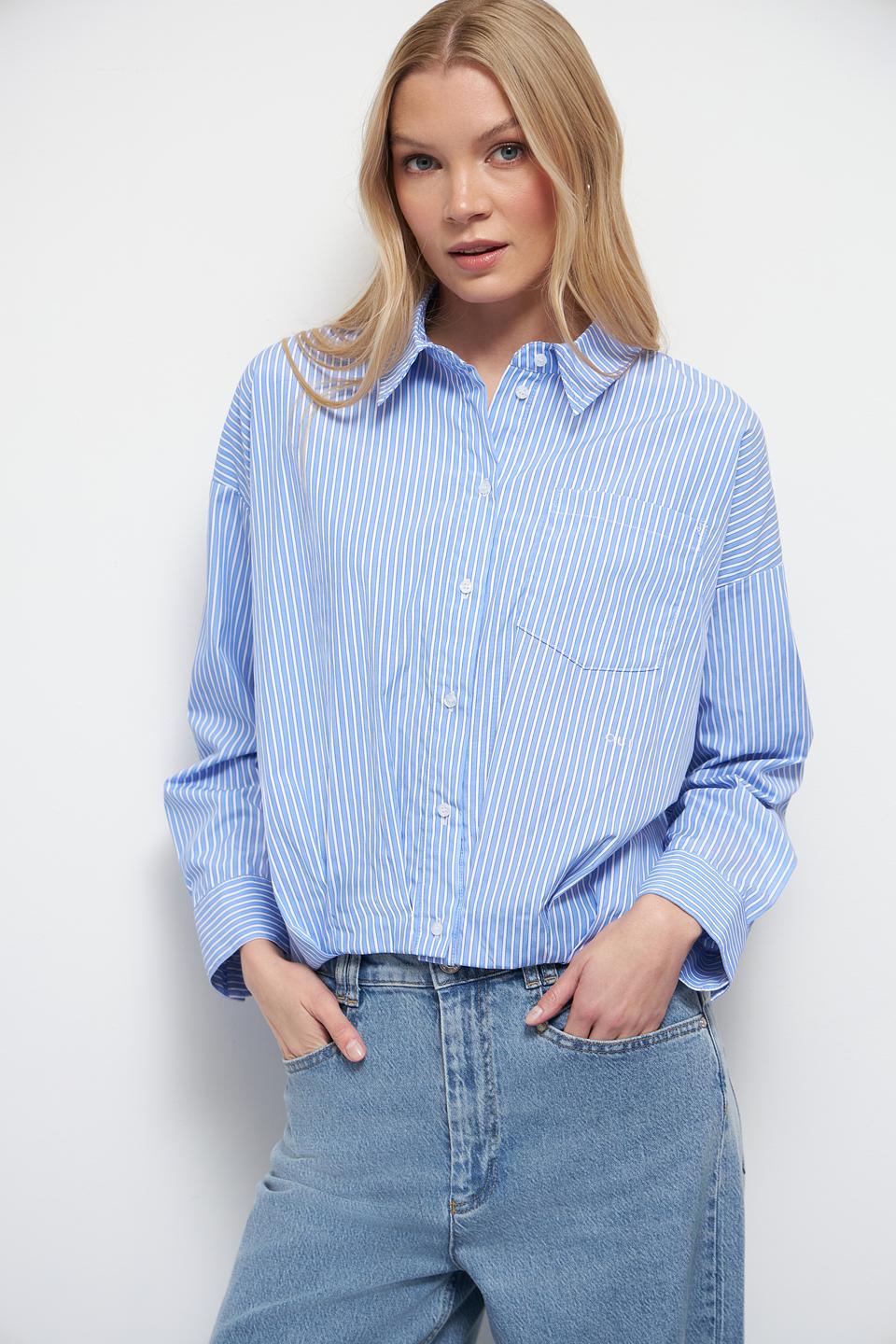 Рубашка Oui в полоску голубую