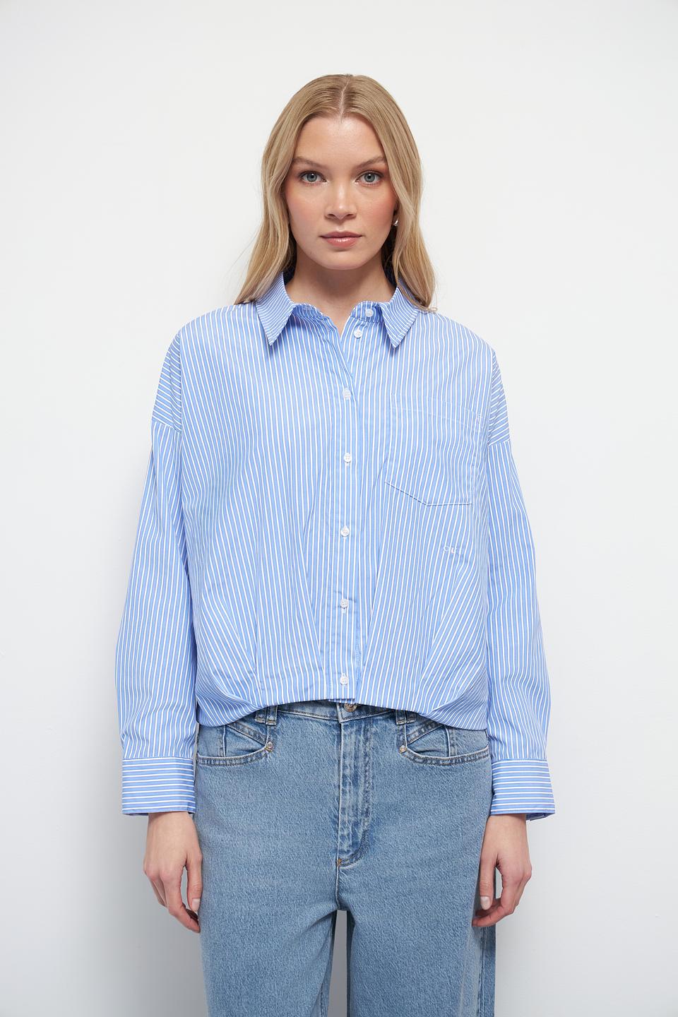 Рубашка Oui в полоску голубую